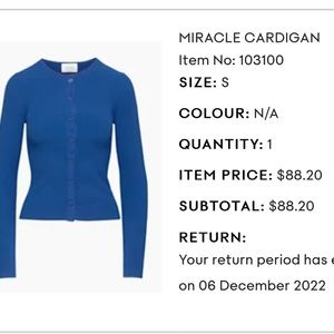 Wilfred miracle cardigan.  Blue. S.